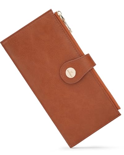 Brown Women's Slim Wallet,Thin RFID Card Holder with Zipper Pocket - color: Brown, size: Bifold
