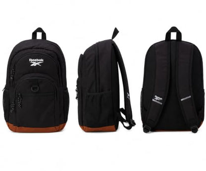 Reebok Travel Backpack Water Resistant Everyday Bag with Laptop Sleeve - color: Harber Black