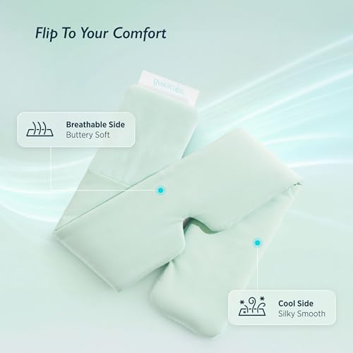Breescape Cooling Silky Eye Mask, Instant Cool-to-Touch Fabric with Silent Closure, Full-Coverage Light Blocking, Adjustable Soft & Breathable Design for Ultimate Sleep Comfort, Comes with Travel Bag - color: Mint Green