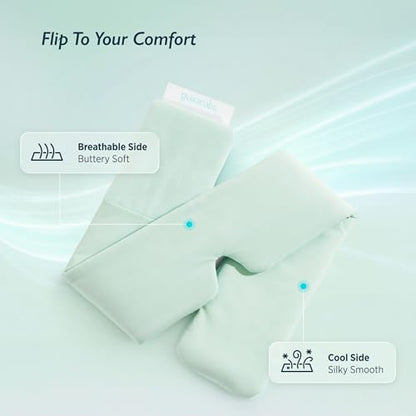 Breescape Cooling Silky Eye Mask, Instant Cool-to-Touch Fabric with Silent Closure, Full-Coverage Light Blocking, Adjustable Soft & Breathable Design for Ultimate Sleep Comfort, Comes with Travel Bag - color: Mint Green
