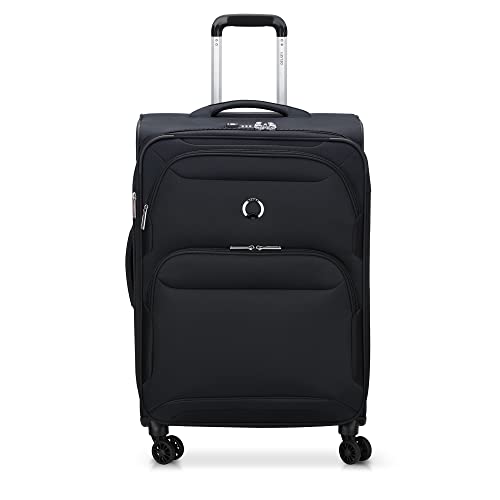 DELSEY PARIS Sky Max 2.0 Softside Expandable Luggage with Spinner Wheels, Black, Checked-Medium, 24 Inch - color: Black, size: Checked-Medium, 24 Inch