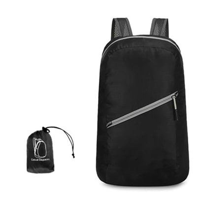 Ultra-light Foldable Backpack 80g – Packable into Palm Size, Hiking & Outdoor Sports, Water-Resistant Nylon (Black)