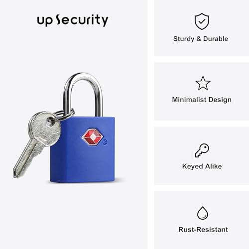Keyed TSA Locks for Luggage, Suitcase, Backpack, 4 Pack, Blue - color: Blue