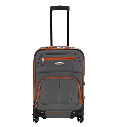Rockland Pasadena Expandable Spinner Carry-on 19", Charcoal - color: Charcoal