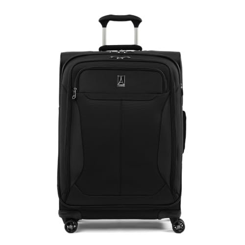 Travelpro Tourlite Softside 25" Expandable Luggage with 4 Spinner Wheels, Lightweight Suitcase, Checked Medium, Black - color: Black, size: Checked-Medium 25-Inch