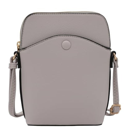 Solene Small Crossbody Bag with Gold Hardware, Mini Shoulder Purse with Adjustable Strap - color: Grey