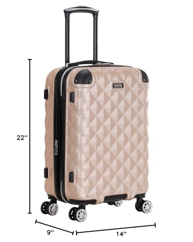 Kenneth Cole REACTION Diamond Tower Collection Lightweight Hardside Expandable 8-Wheel Spinner Travel Luggage, Rose Gold, 28-Inch Checked - color: Rose Champagne, size: 28-Inch Checked
