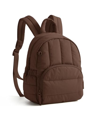 BAGSMART Mini Backpack for Women, Lightweight Puffer Backpack Purse, Quilted Casual Daypack, Water-Resistant Bookbag - color: Coffee Brown