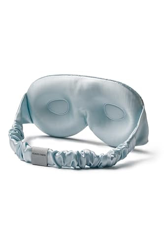 Fishers Finery 25 Momme 100% Organic Mulberry Silk 3D Sleep Eye Mask - Adjustable Elastic, Lash Extension Friendly, Zero Eye Pressure Blackout Blindfold (Misty Blue) - color: Misty Blue