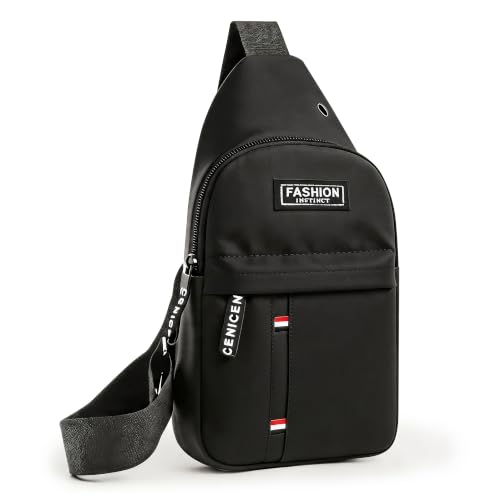 Sling Bag for Men, Multipurpose Cross Body Chest Bag Small Sling Backpack,Shoulder Bag for Travel Hiking - color: A-black