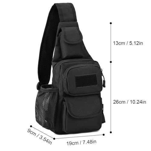 Sling Bag Crossbody Backpack for Men, Tactical Chest Shoulder Bags Daypack - color: Black