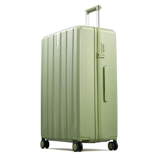 Hanke Upgraded Elite 29 Inch Extra Large Checked Luggage, PC Hard Shell Suitcases with Wheels, TSA Lock, Explosion-Proof Zipper Suitcase for Long Travel Men & Women,Bamboo Green - color: Bamboo Green, size: 29 Inch