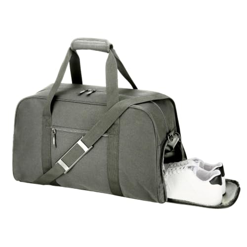 Searock 45L Gym Bag for Men & Women with Shoe Compartment - color: Dark Grey, size: 21 x 10 x 13″ (Medium)