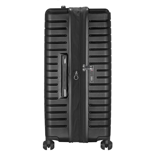 Traveler's Choice Archer Polycarbonate Hardside Spinner Luggage Set, Tie Down Straps, Black, Checked 29-Inch - color: Black, size: 1-Piece (Checked 29-Inch)