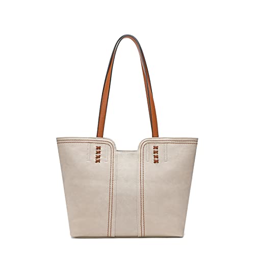 Montana West Tote Bag for Women Top Handle Satchel Purse - color: Ivory Beige
