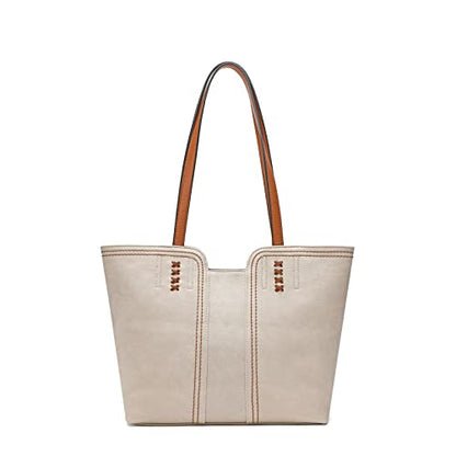 Montana West Tote Bag for Women Top Handle Satchel Purse - color: Ivory Beige