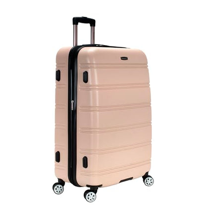 Rockland Melbourne Hardside Expandable Spinner Wheel Luggage, Checked Large 28", Champagne - color: Champagne, size: Checked Large 28"