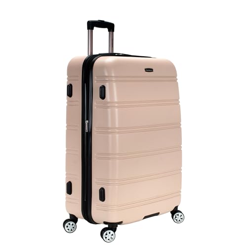 Rockland Melbourne Hardside Expandable Spinner Wheel Luggage, Checked Large 28", Champagne - color: Champagne, size: Checked Large 28"