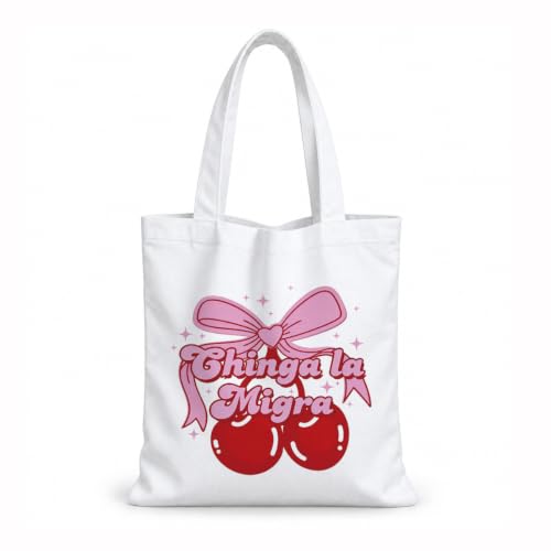 Funny Canvas Tote Bag, Reusable Playful Shoulder Bag, Whimsical Carryall for Shopping Commute Beach - color: Cherry