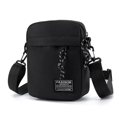 Small Sling Bag for Men & Women Casual Crossbody Bag Waterproof Chest Pack Multi Zipper Compartments - color: Black, style: Two Compartments