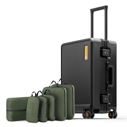 LEVEL8 Zipperless Carry On Suitcase Airline Approved Hard Luggage 20" Black - color: Black, size: Carry-On 20 Inch (With 6PC Organizers)