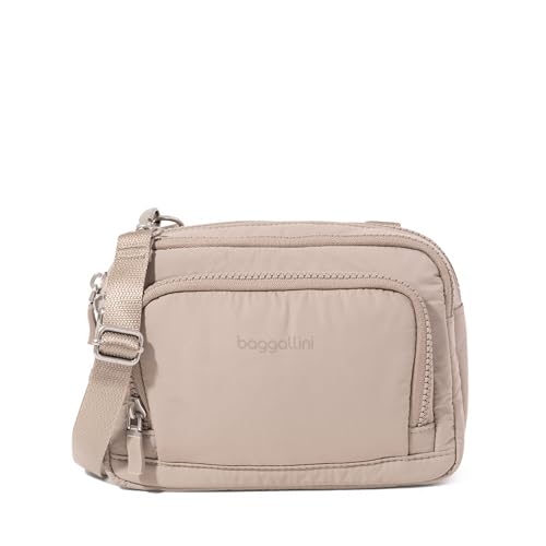 Baggallini Triple Zip with Front Wallet/Trifecta RFID Wallet Crossbody - color: Moonrock Puff