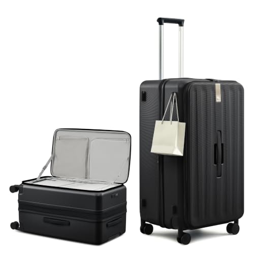 Hanke 28 Inch Top Opening Expandable Extra Large Luggage With TSA Lock，114L - color: Jet Black, size: 28 Inch