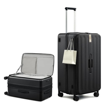 Hanke 28 Inch Top Opening Expandable Extra Large Luggage With TSA Lock，114L - color: Jet Black, size: 28 Inch