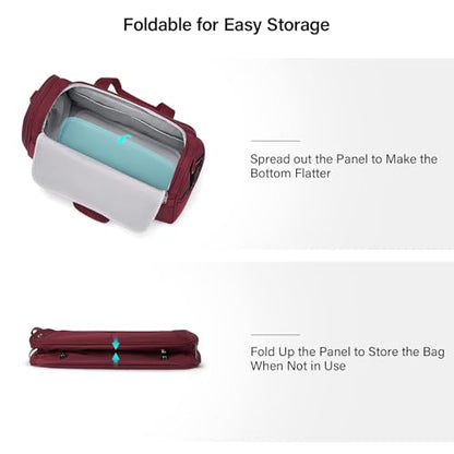 Hanke Small Underseat Carry On Luggage Bags for Travel with 10 Pockets. - color: Burgundy, size: Underseat Carry-On