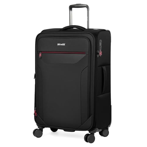Softside Suitcases w/Wheels 32 Inch Luggage,Expandable 20% - color: Black, size: Checked-Extra Large 32 inch