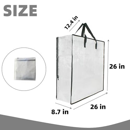 GONGKANGYUAN 25 Gallon Large Clear Storage Bags with Zipper and Handles, Blanket Bags for Closet Storage, Underbed Storage Organizer for Clothes Pillow Bedding Christmas Wreath - style: Side zipper