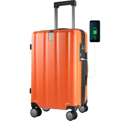 KROSER Carry On Luggage Suitcase Rolling Luggage, Carry-On 20-Inch, Orange - color: Orange