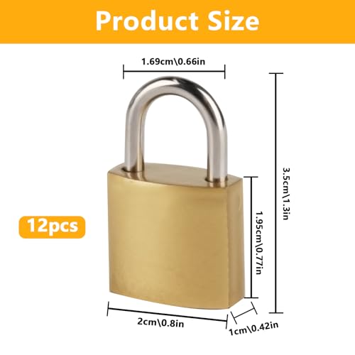12 Pcs Mini Suitcase Locks with Different Keys Small Keyed Padlocks - color: Gold, size: 20MM-12PCS