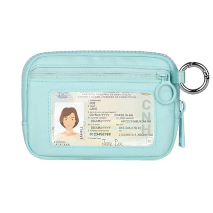 The Iris Wallet Zipper Mini Coin Purse Keychain ID Holder Wallet - color: Aqua Sky