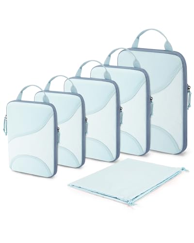 Bagsmart Compression Packing Cubes, Travel Bag Cruise Ship Essentials - color: Light Blue
