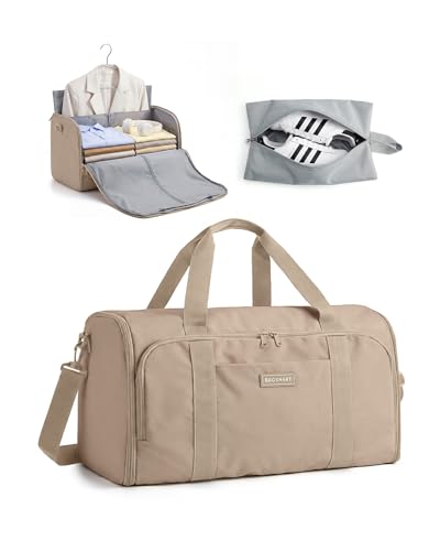 BAGSMART 2-in-1 Garment Duffle Bag with with Shoes Bag, Brown - color: Brown