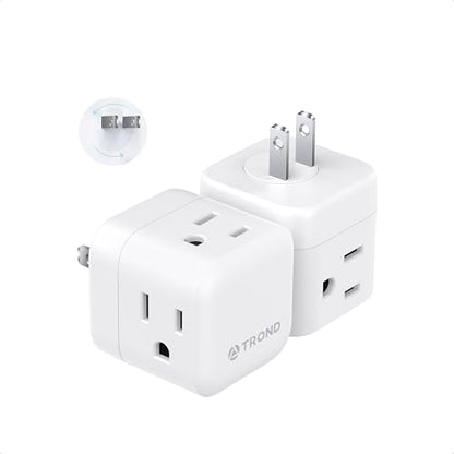 TROND 2 to 3 Prong Outlet Splitter 2 Pack - 3 Way Plug Extender - color: White, size: 2 Prong-2 Pack