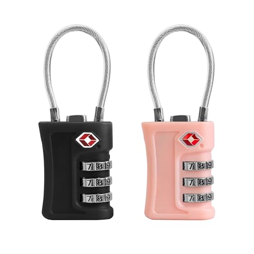 TSA Locks for Luggage Suitcase Luggage Locks TSA Approved, Pink - color: Black+Pink