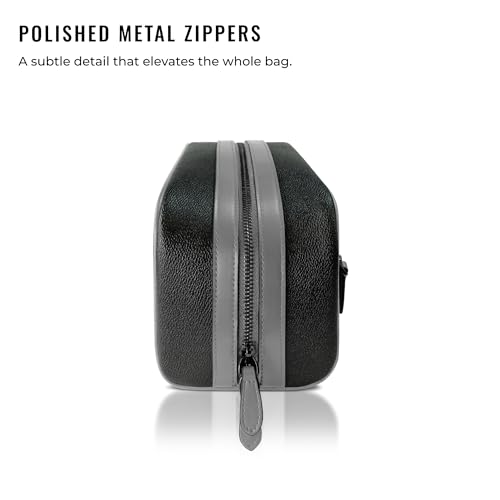 Kings Loot Premium Dopp Kit, Leather Travel Toiletry Bag, Moonlit Onyx - color: Moonlit Onyx