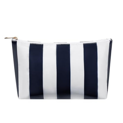 Large PVC Waterproof Striped Makeup Bag(07Dark Blue) - color: 07Dark Blue