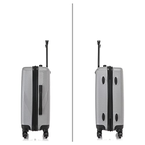 DUKAP DISCOVERY 20-Inch Carry-On Hardside Spinner Luggage Lightweight Bag - color: Silver, size: 20 Inch
