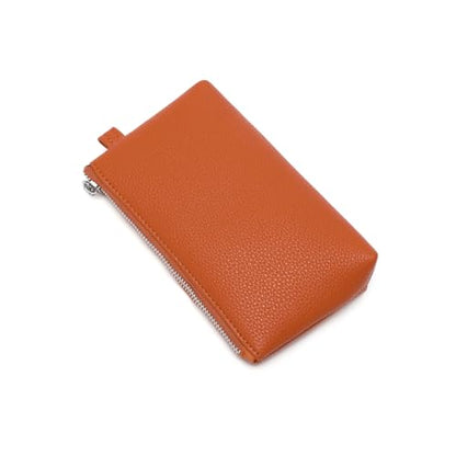 Small Makeup Bag for Purse, Leather Cosmetic (Vitality Orange) - color: PU/Vitality Orange
