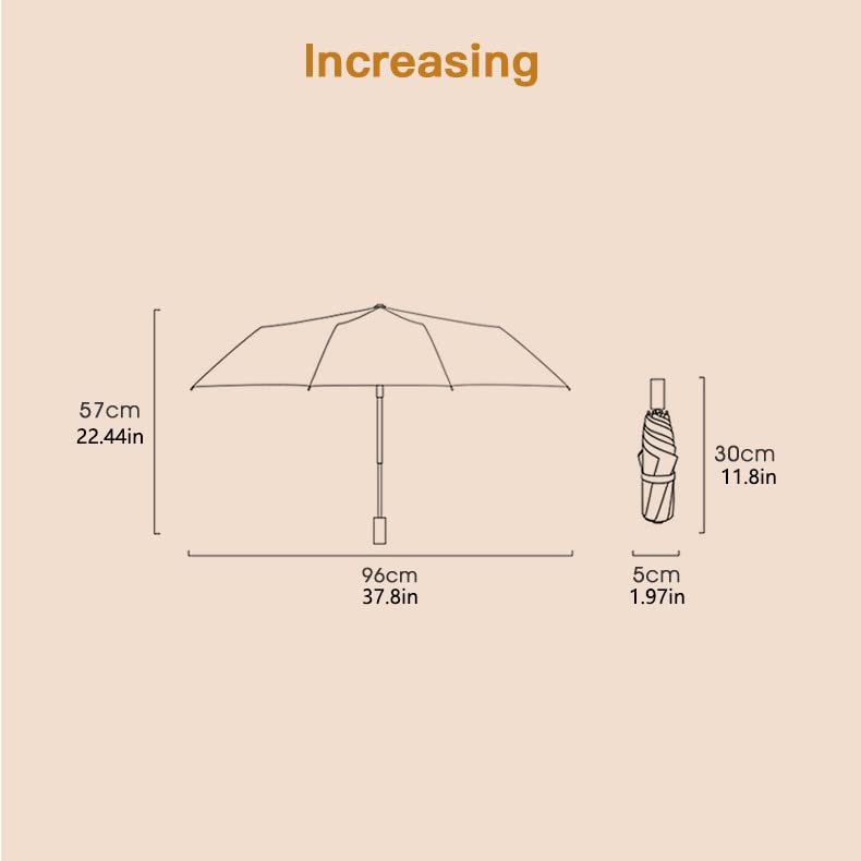 erised's bifrost Light Small Compact Travel Automatic Golden Folding Umbrella 8 Ribs,Auto Open Close Button,Portable,Ergonomic Handle,99 UV Protection,Rain Sun,Backpack,Women Men - color: Off-White