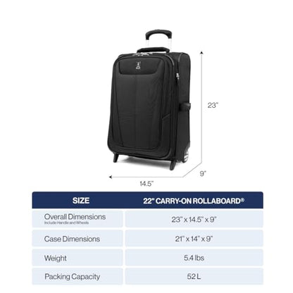 Travelpro Maxlite 5 Softside Carry-On Luggage Upright, Black, 21-Inch - color: Black, size: Carry-on 21-Inch