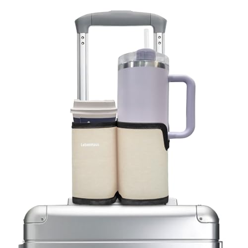 2 in 1 Luggage Cup Holder for Suitcase Airplane Drink Carrier Off-White - color: off-white