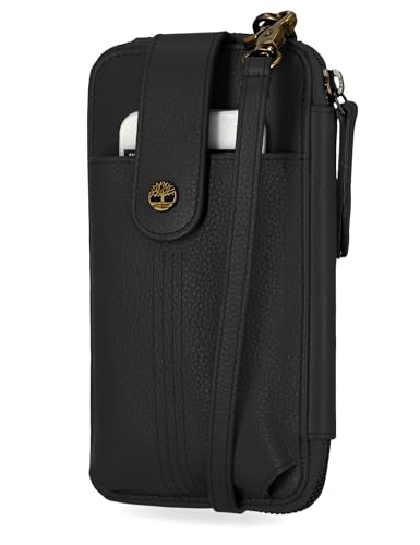 Timberland Women's RFID Leather Phone Crossbody Wallet Bag - color: Black (Pebble)