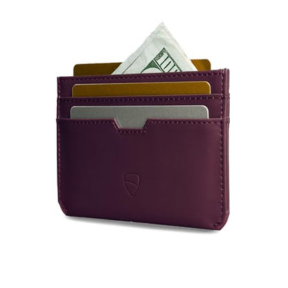 Vaultskin MOORGATE Slim Top-Grain Leather Credit Card Holder, RFID Wallet - color: Blackberry