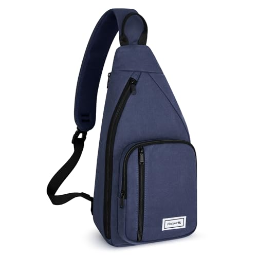 Hanke Crossbody Sling Bag, Chest Bag with 11" Tablet Pocket - color: Navy Blue