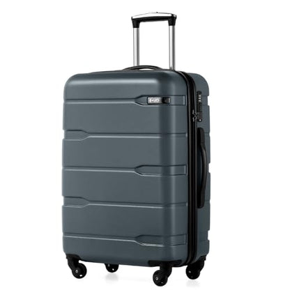 Coolife Medium Checked Luggage Hardside Suitcase with Spinner Wheels, 24in - color: Teal, size: Medium Checked(24in)