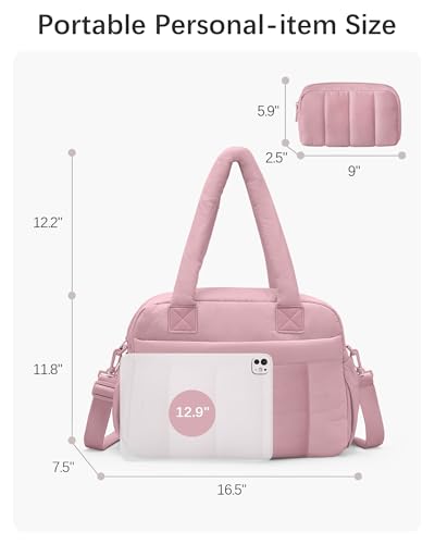 oscaurt Gym Bag for Women Lightweight Duffle Bag for Travel with Toiletry Pouch Water Resistant Carry On Weekender Overnight Duffel - color: Deep Pink-Set